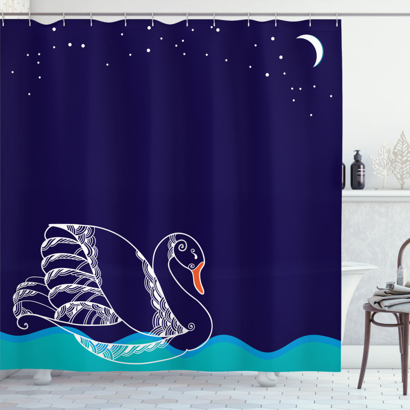 Floating Swan Waves Shower Curtain