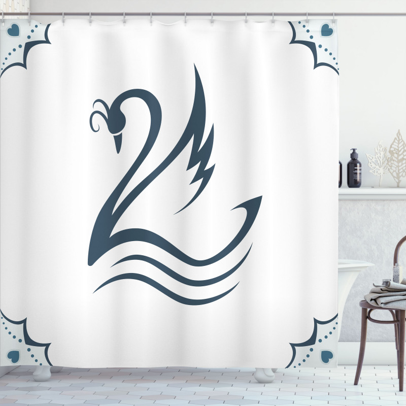 Swan with Curves Shower Curtain