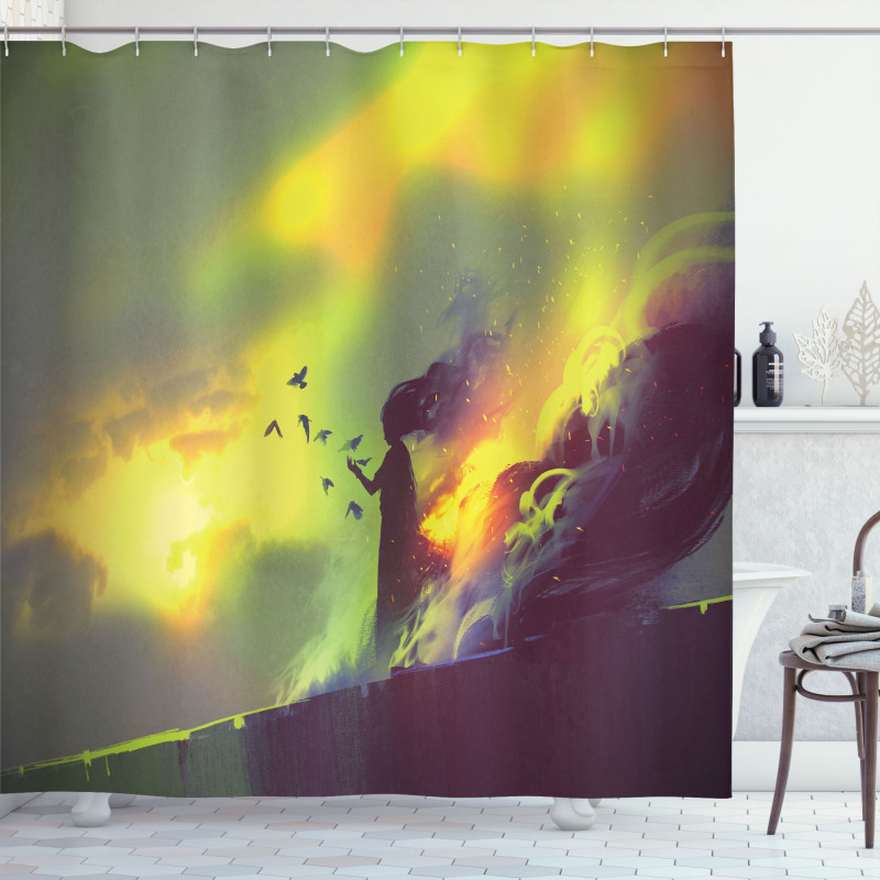 House in Flames Magic Shower Curtain