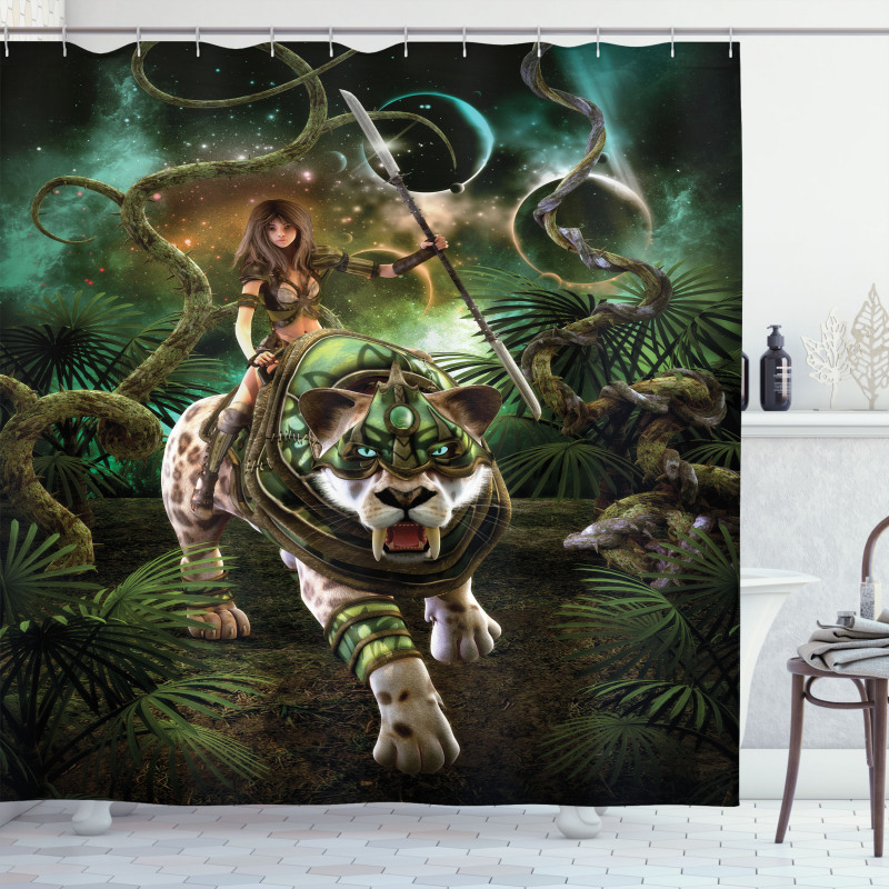 Fantasy Tiger Galaxy Shower Curtain