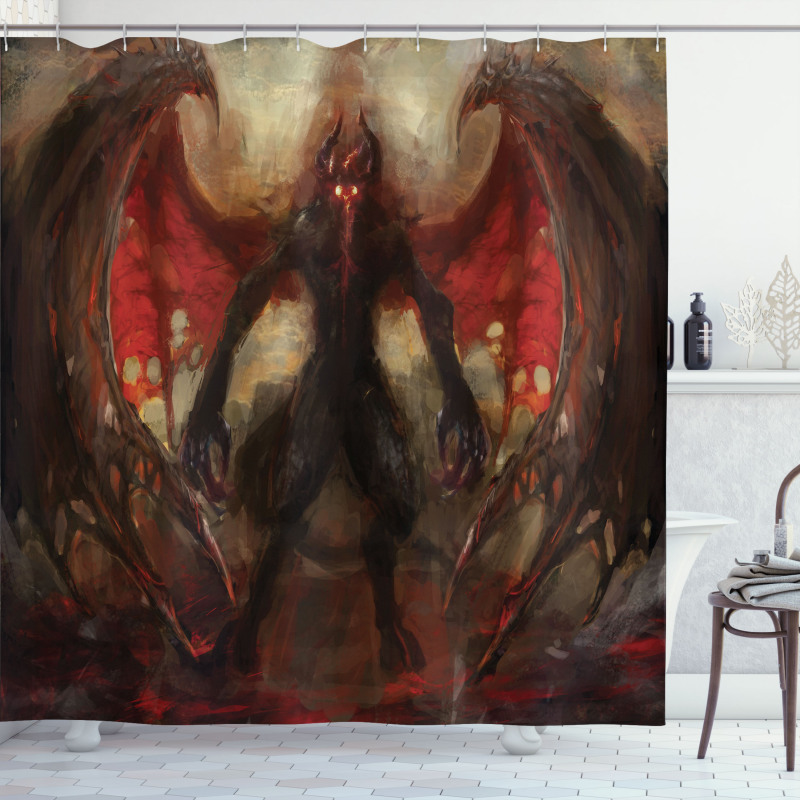 Devil Wings Flame Shower Curtain