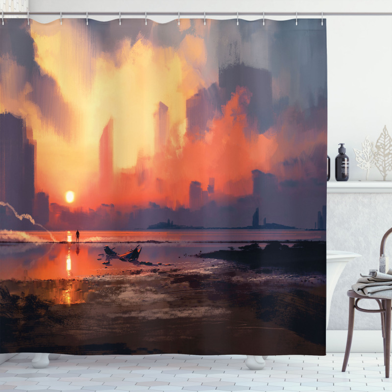 Sandy Skyscraper Shower Curtain