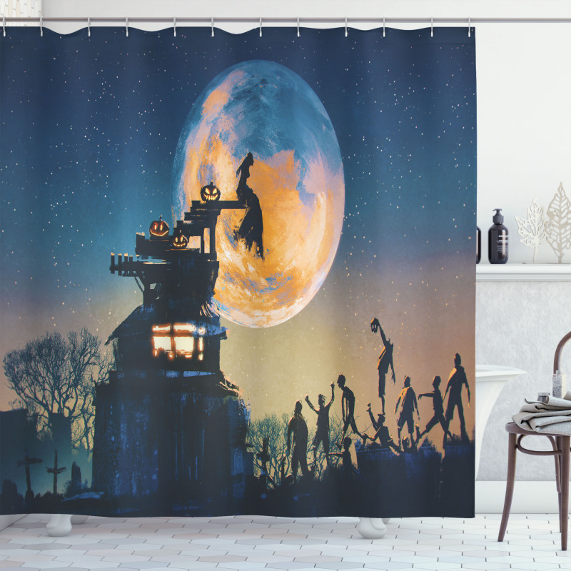 Moon Halloween Queen Shower Curtain