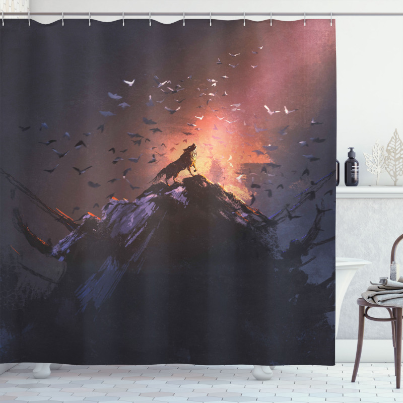 Howling Wolf on Rock Shower Curtain