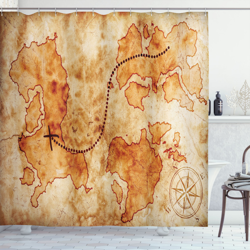 Grunge Map Shower Curtain