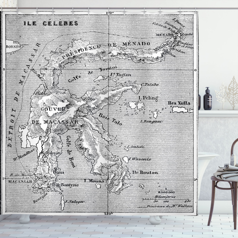 French Map Island Shower Curtain