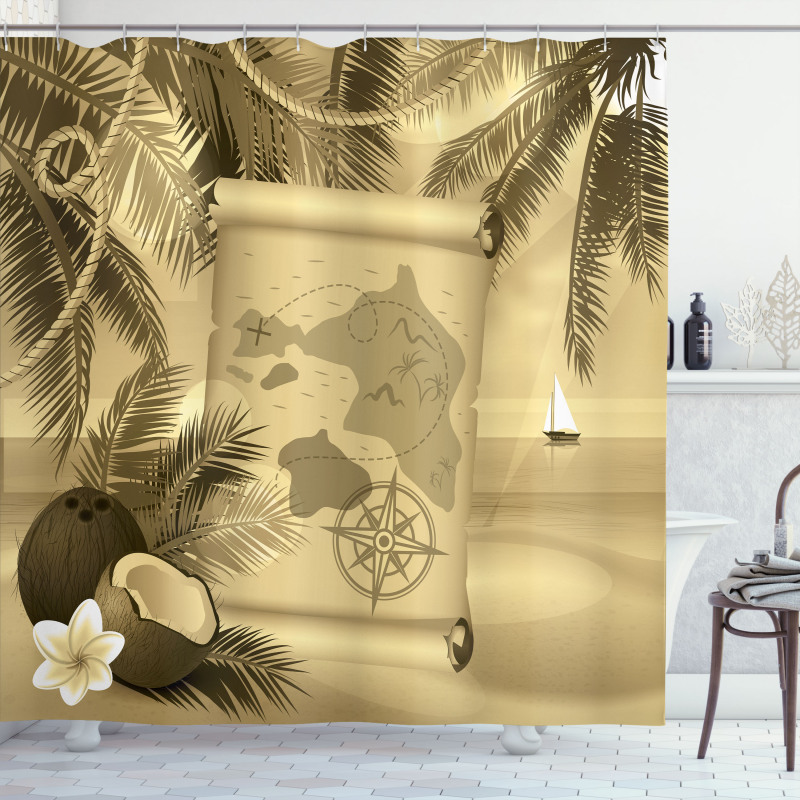 Sepia View of Island Shower Curtain