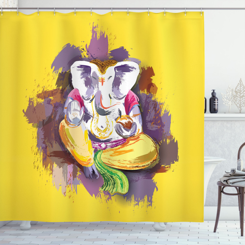 Elephant Figure Grunge Art Shower Curtain