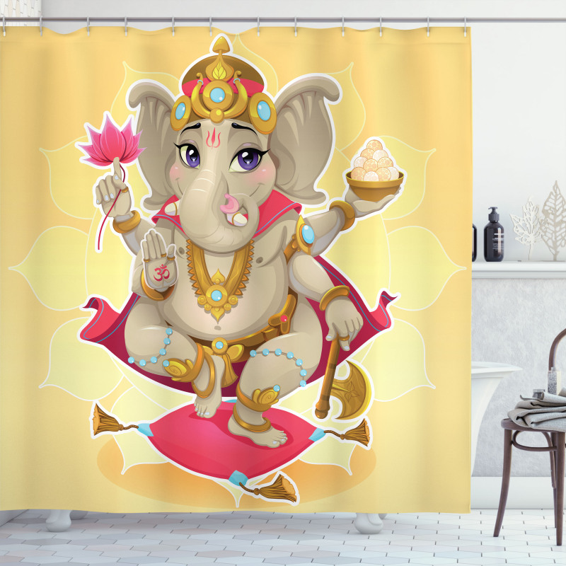 Ethnic Cute Kids Cartoon Shower Curtain