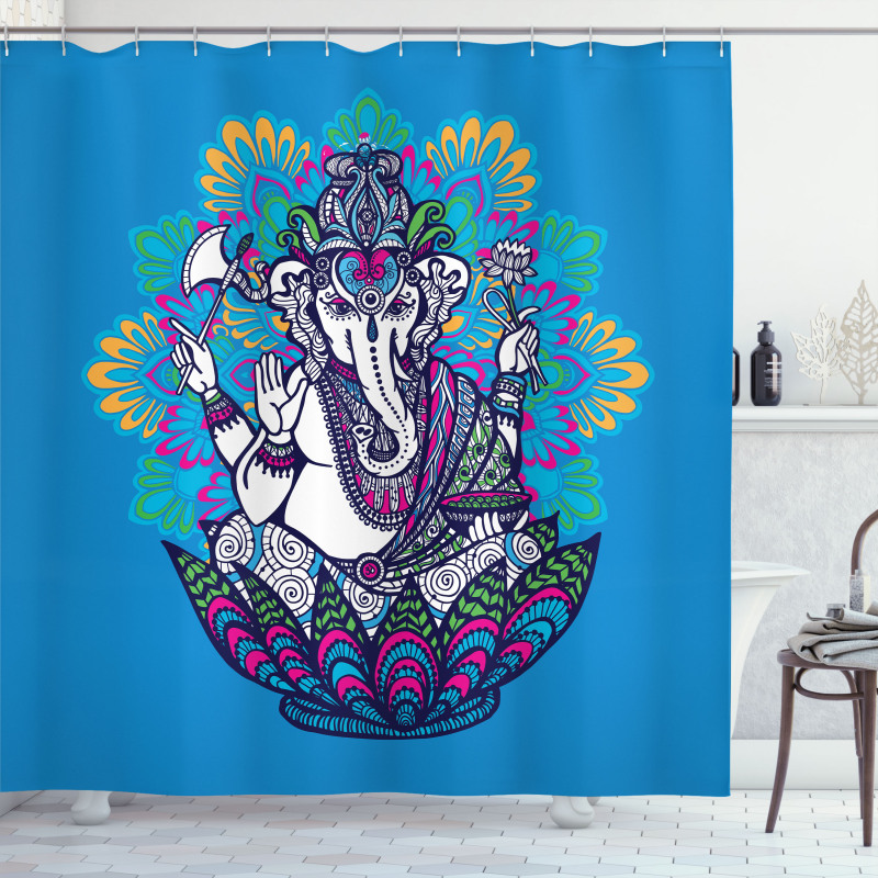 Elephant Mandala Pattern Shower Curtain