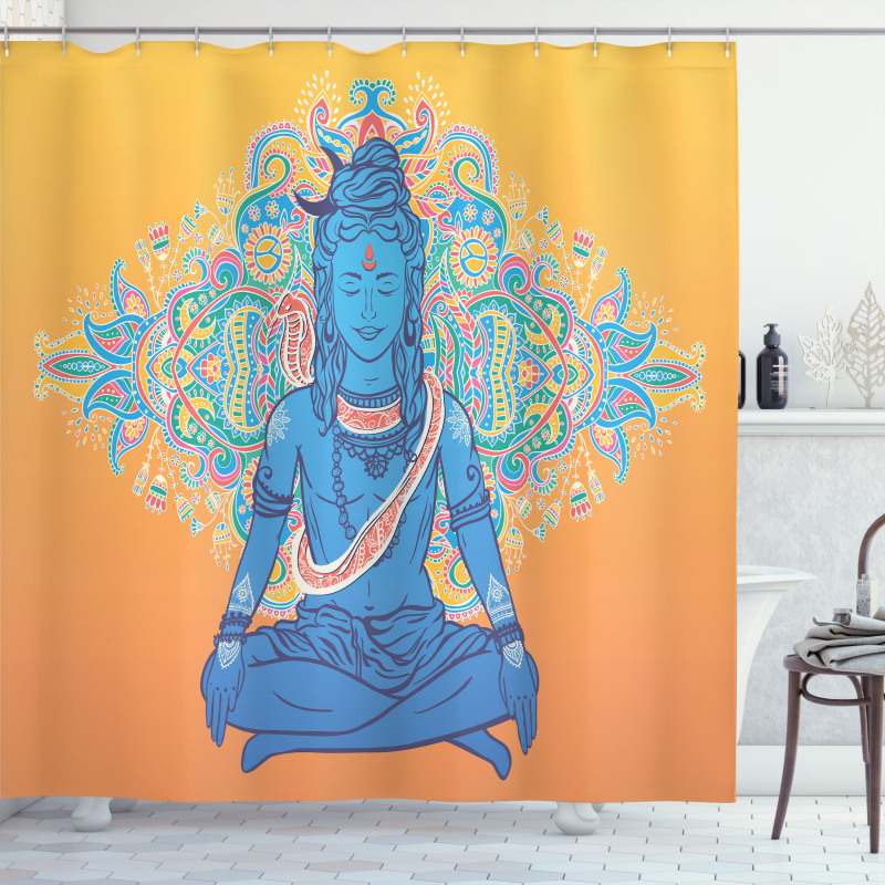 Asian Meditation Ancient Motif Shower Curtain