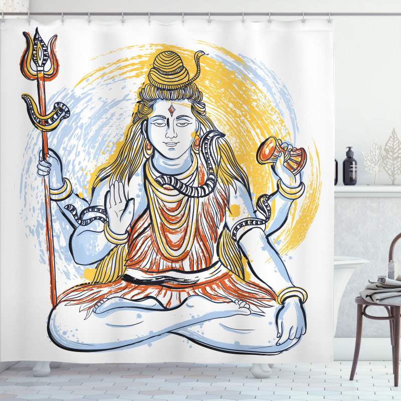 Grungy Style Meditation Shower Curtain