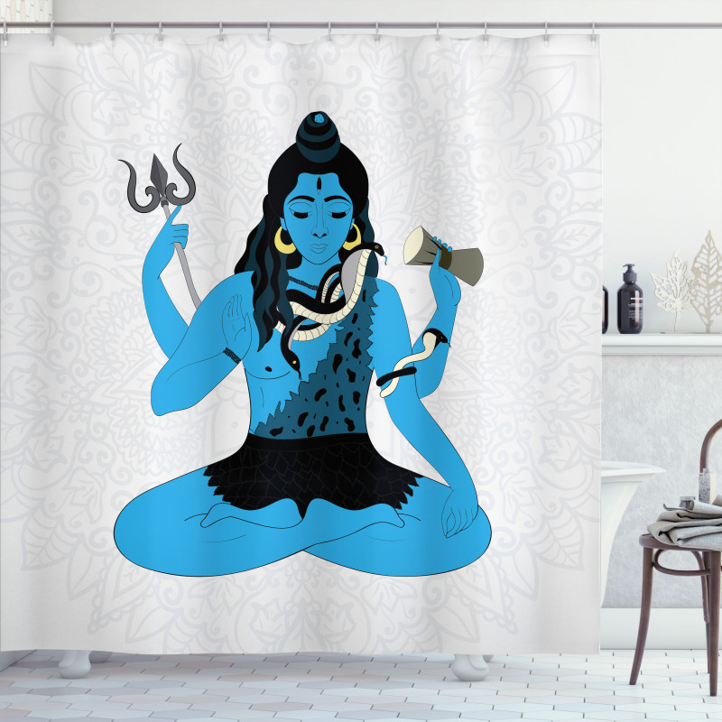 Mystic Figure in Yoga Pose Shower Curtain