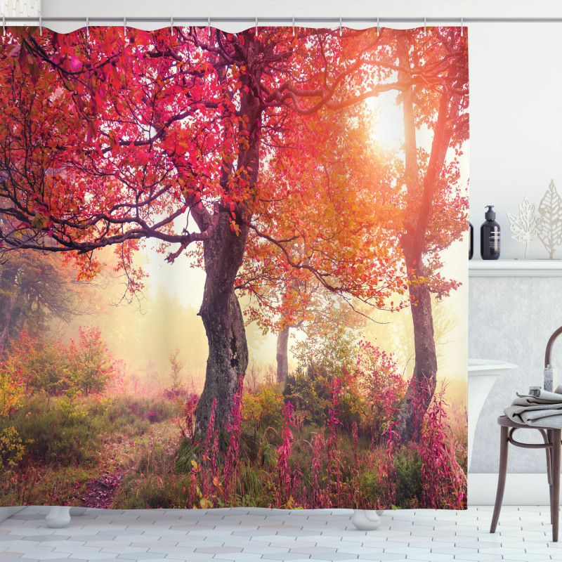 Flowers in Park Fall Shower Curtain