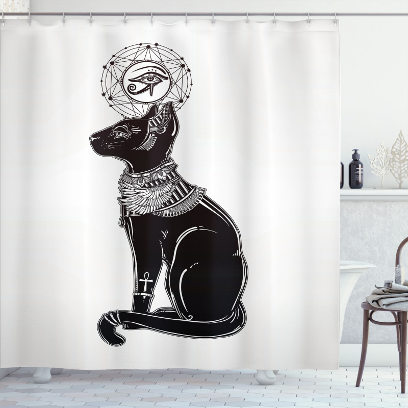 Egyptian Animal Motif Shower Curtain