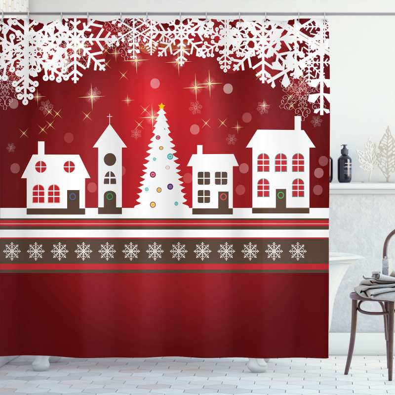 Winter Theme Tree Shower Curtain