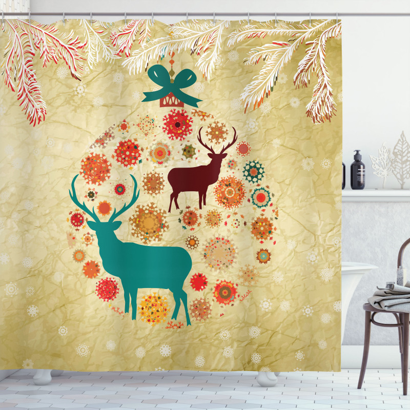 Reindeer in Winter Shower Curtain