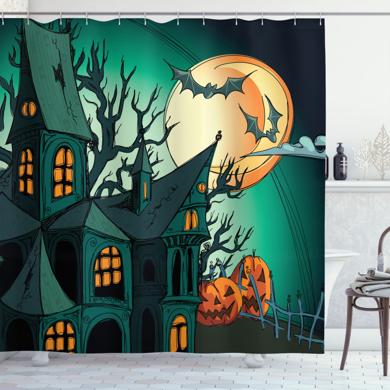 Halloween Haunted Castle Shower Curtain
