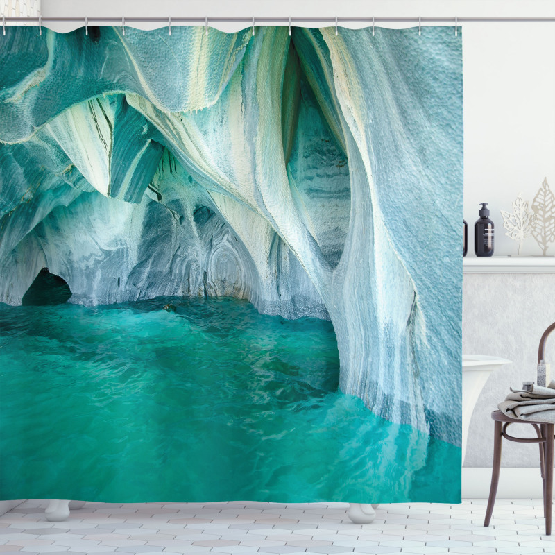 Marble Caves Lake Shower Curtain