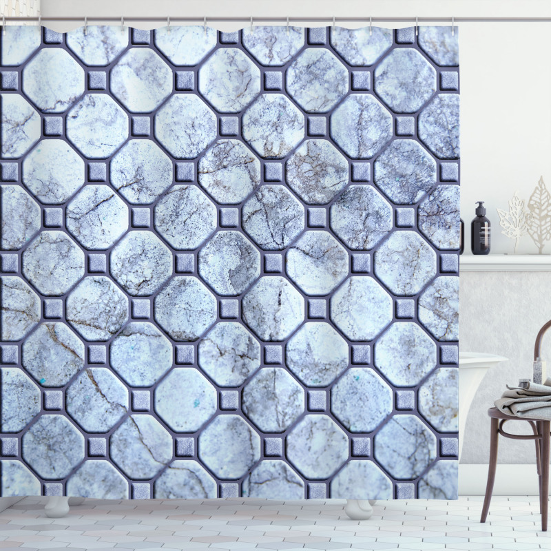 Retro Marble Mosaic Shower Curtain