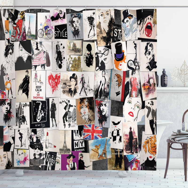 Collage Fashion Modern Shower Curtain