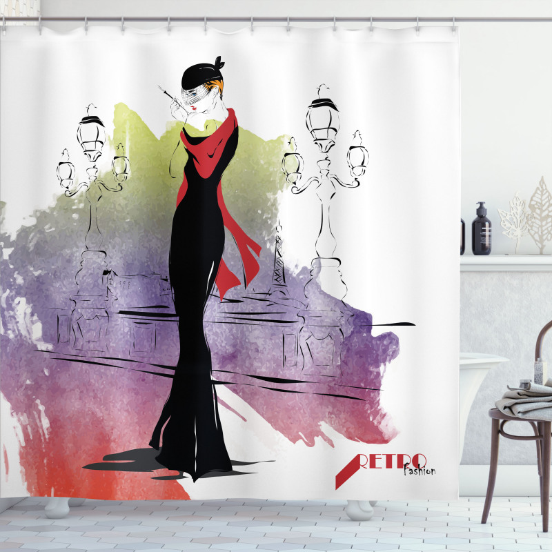 Fashion Lady on Street Shower Curtain