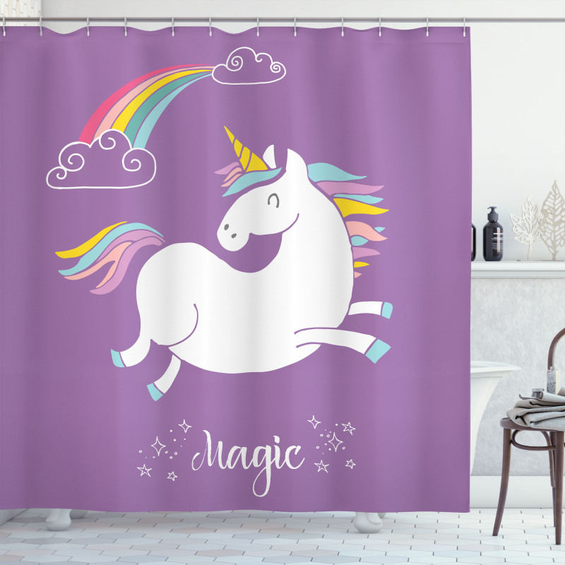 Purple Kids Rainbow Shower Curtain