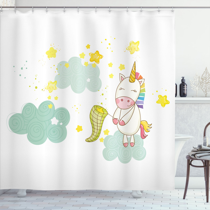 Unicorn Fairies Print Shower Curtain