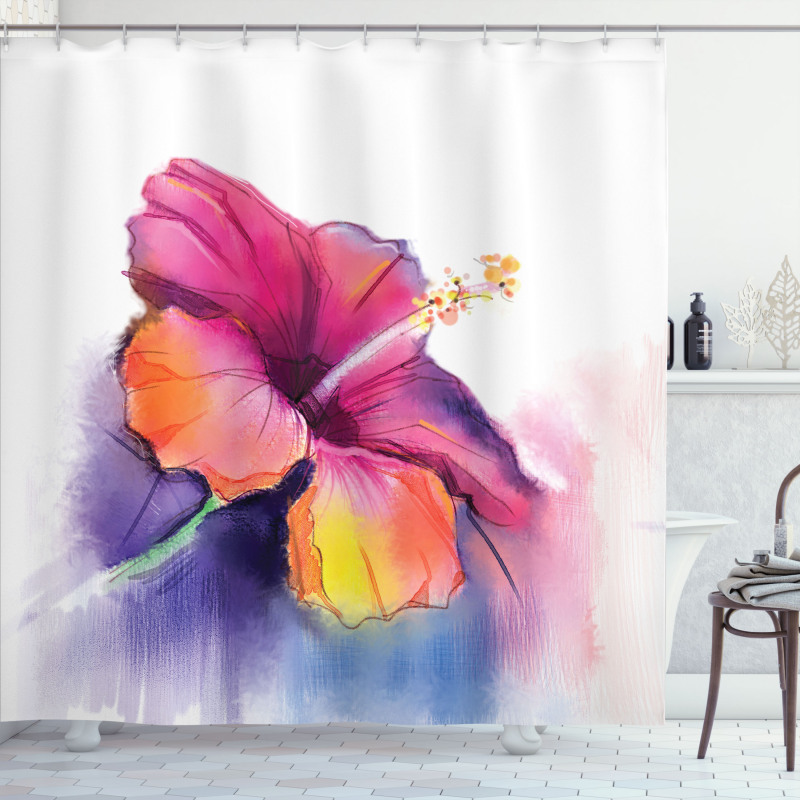 Hibiscus Flower Pastel Shower Curtain