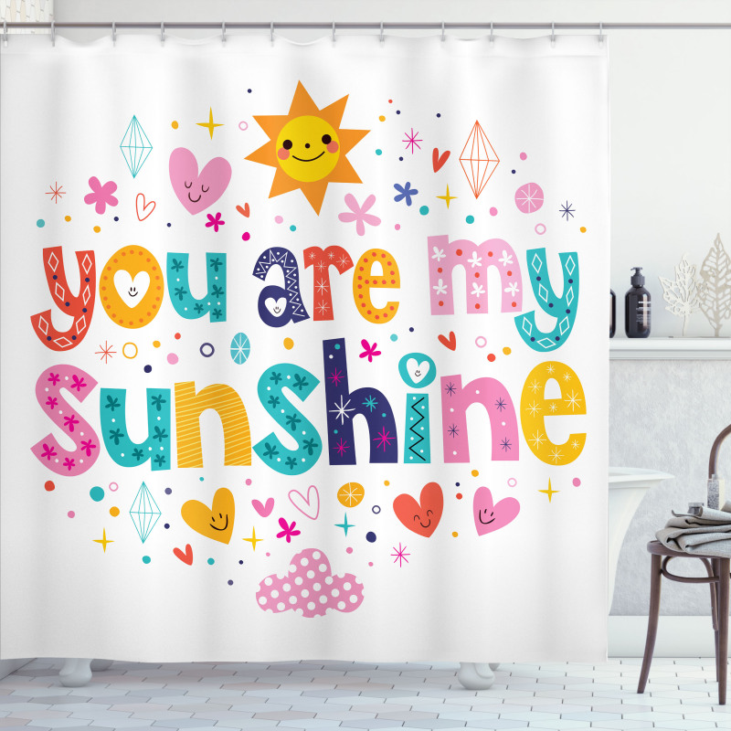 Cartoon Happy Sun Heart Shower Curtain