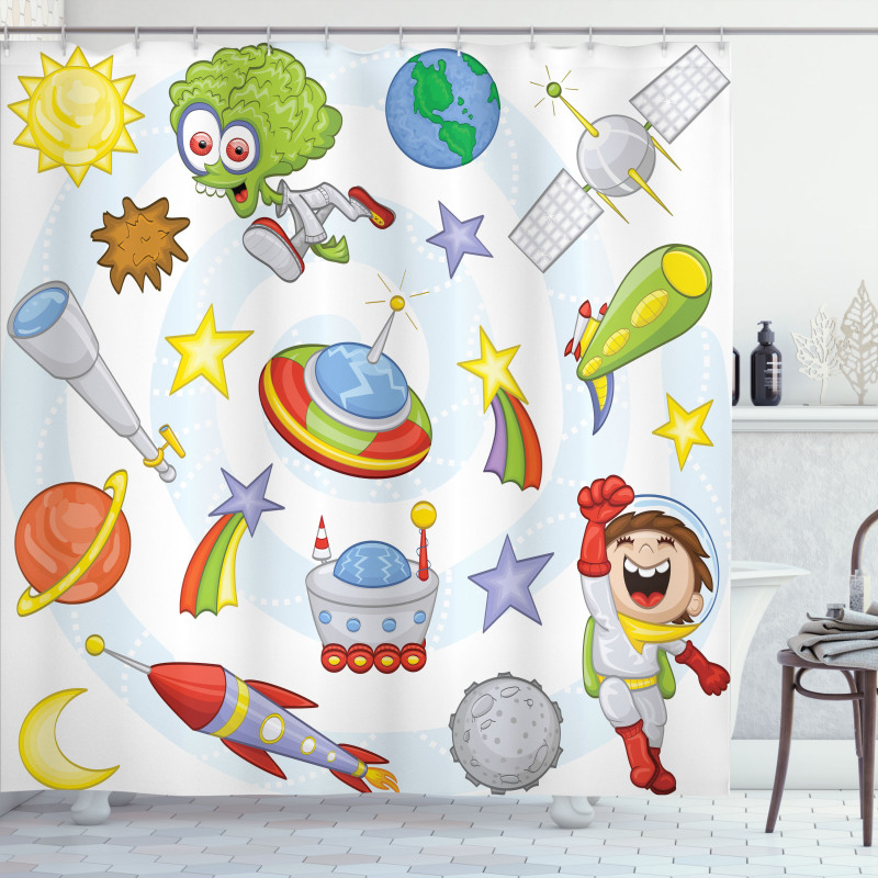 Kids Outer Space Earth Shower Curtain