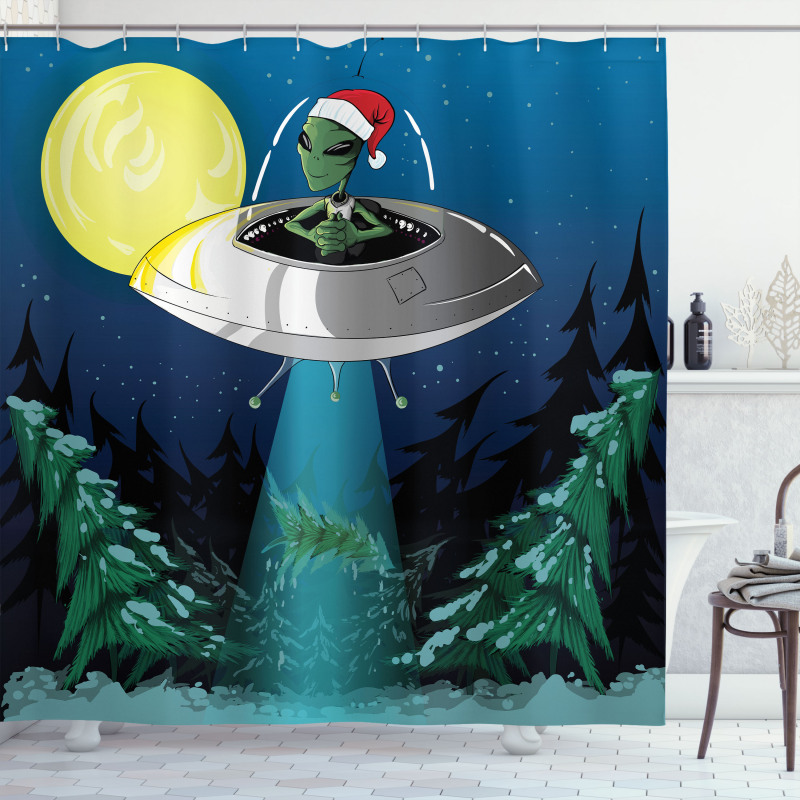 Alien Christmas Art Shower Curtain