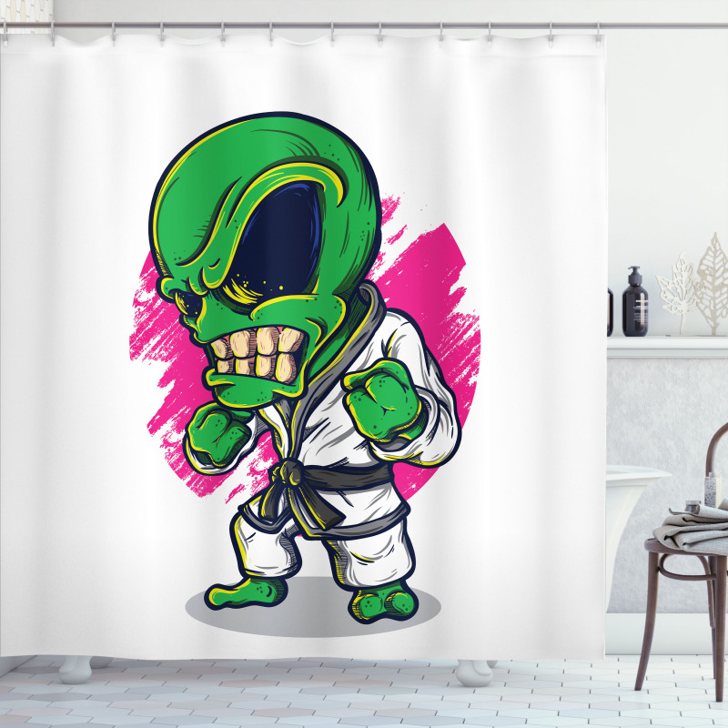 Angry Alien Karate Art Shower Curtain
