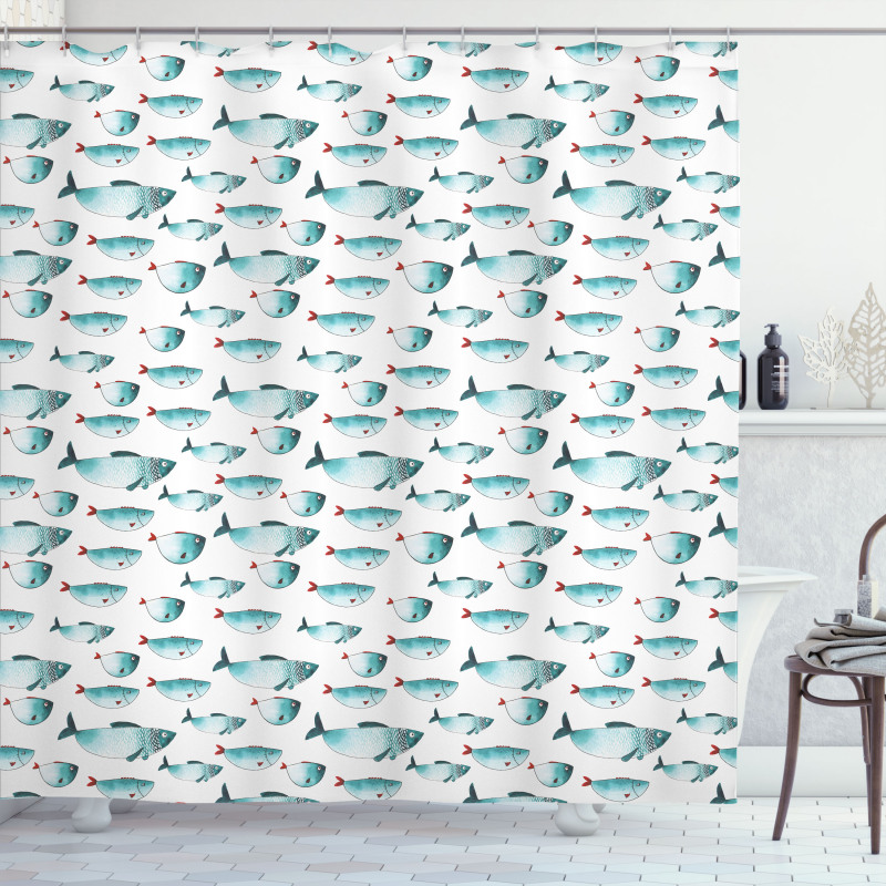 Watercolor Marine Animal Shower Curtain