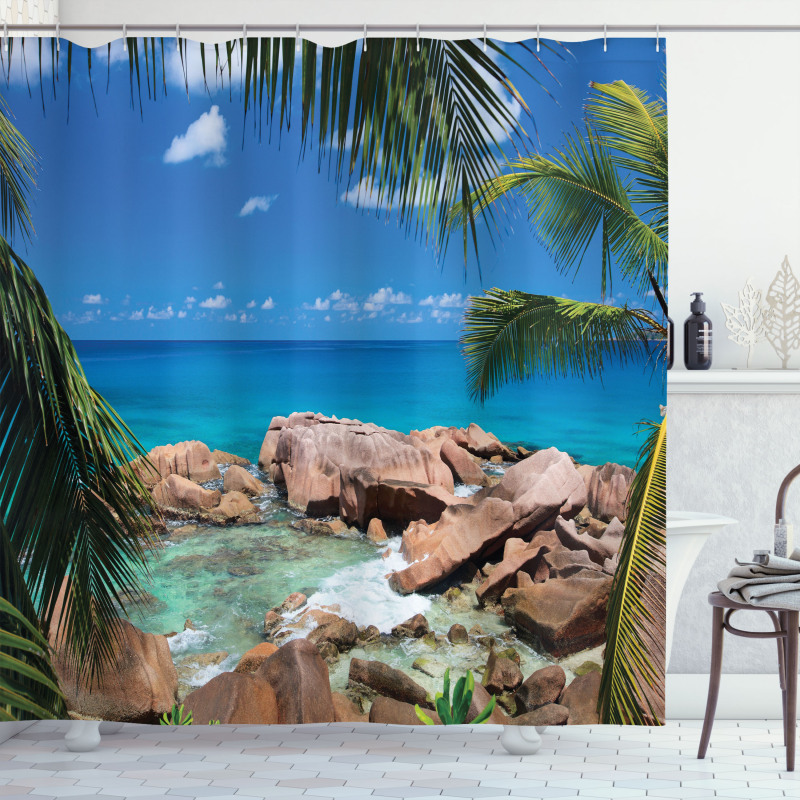 Palm Tree Coastline Shower Curtain