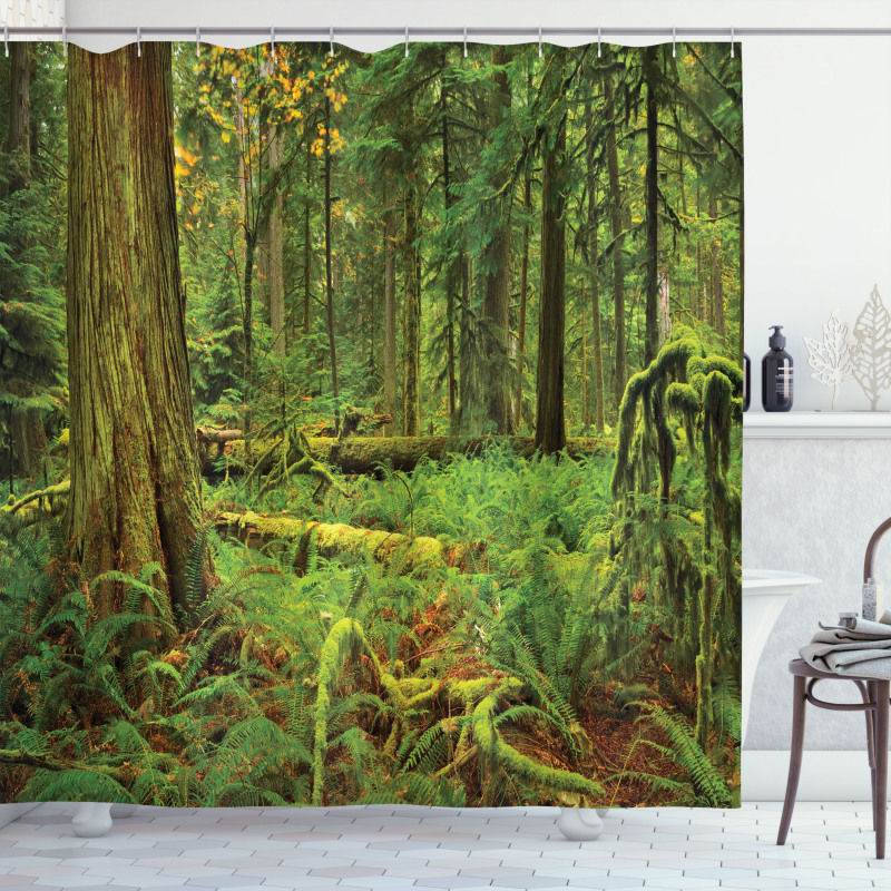 Woodland Bushes Moss Shower Curtain