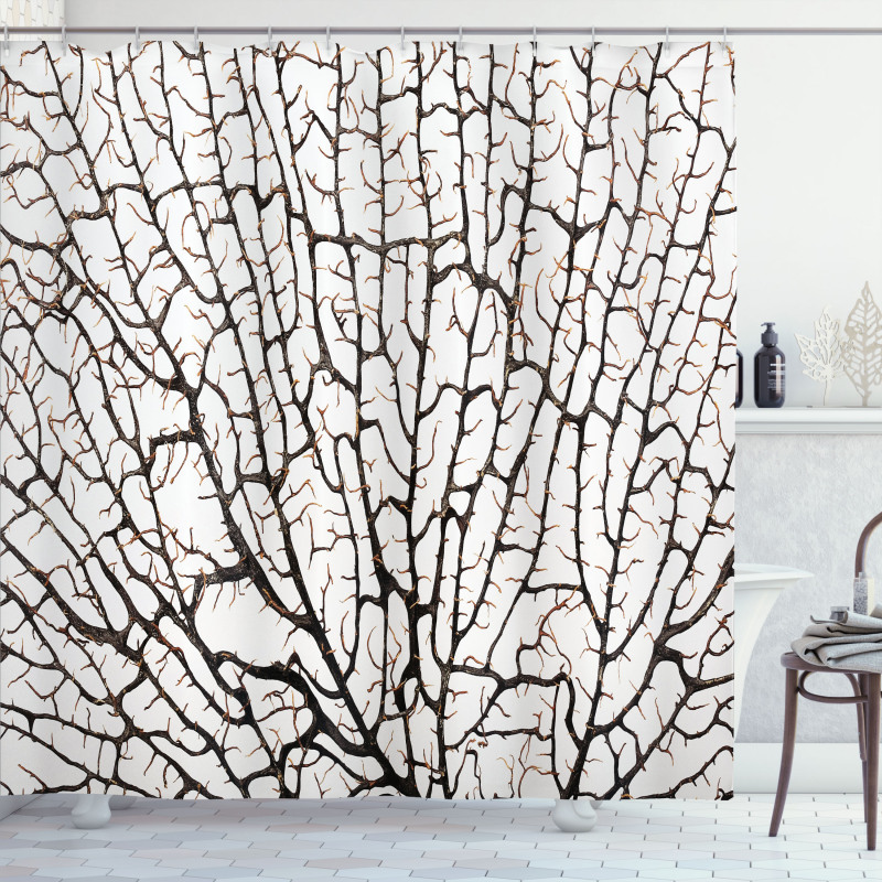 Cracked Branch Brown Shower Curtain