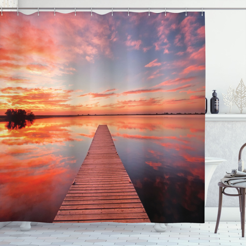 Pathway Sunset at Ocean Shower Curtain