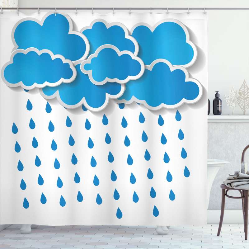 Puffy Clouds Rainy Day Shower Curtain