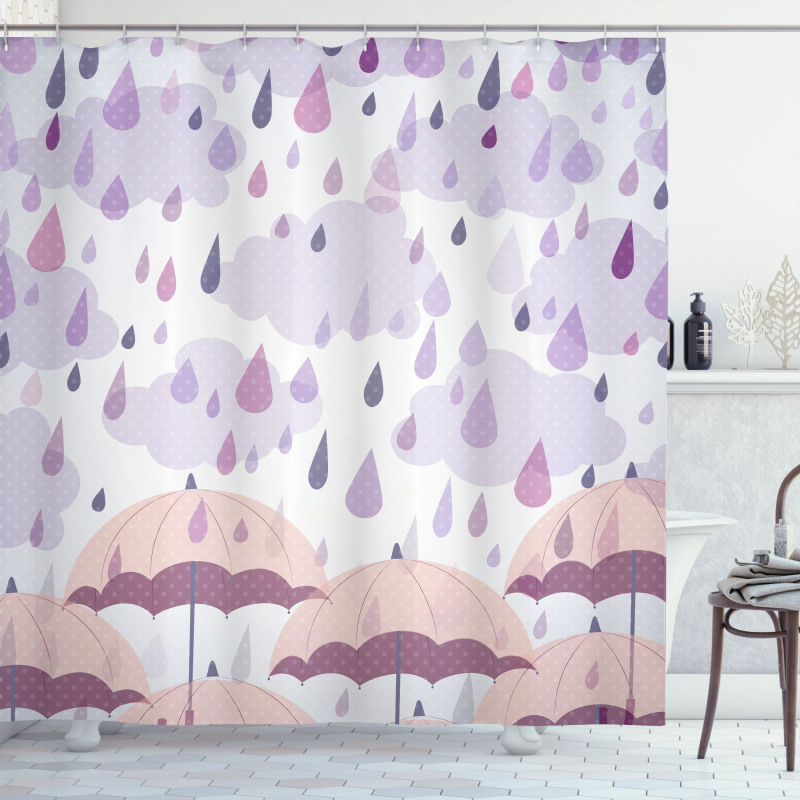 Pink Umbrellas Rain Shower Curtain
