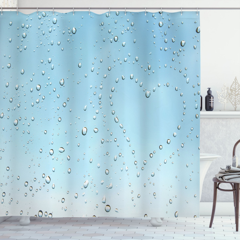 Heart from Droplets Rain Shower Curtain