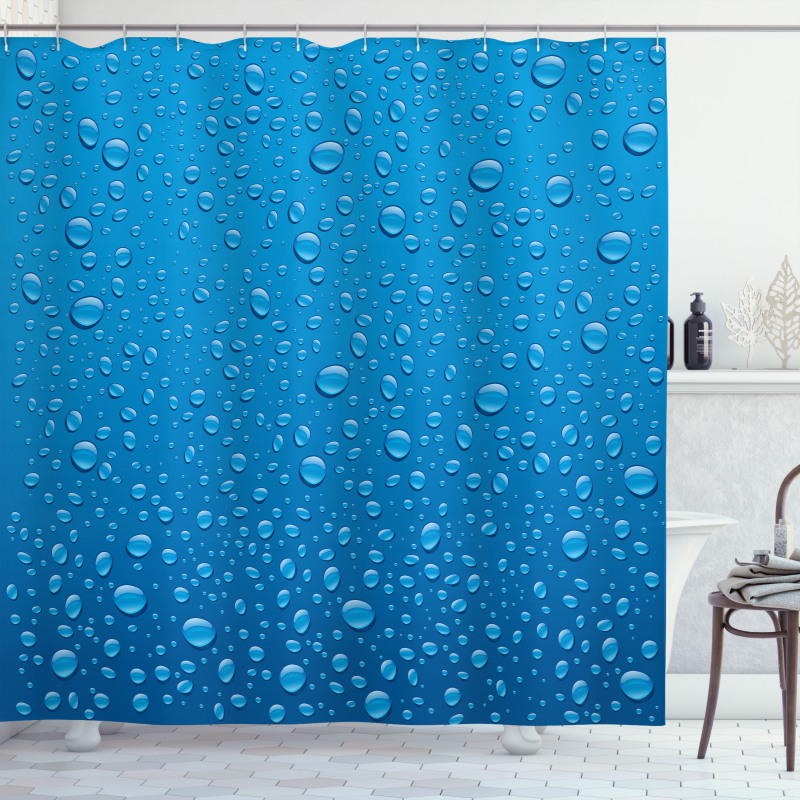 Water Drops Aquatic Rain Shower Curtain