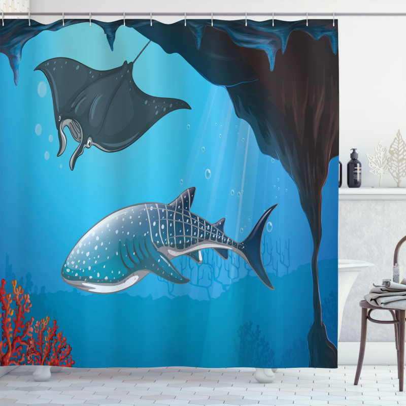 Swimming Shark Ocean Shower Curtain