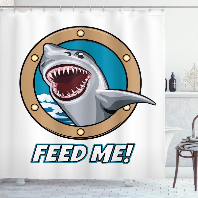 Feed Me Words Shark Shower Curtain