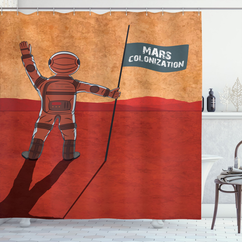 Mars Colonization Space Shower Curtain