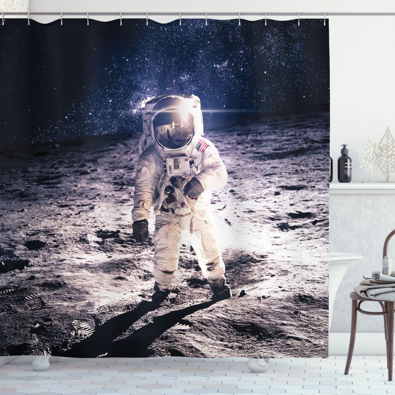 Moon Surface Journey Shower Curtain