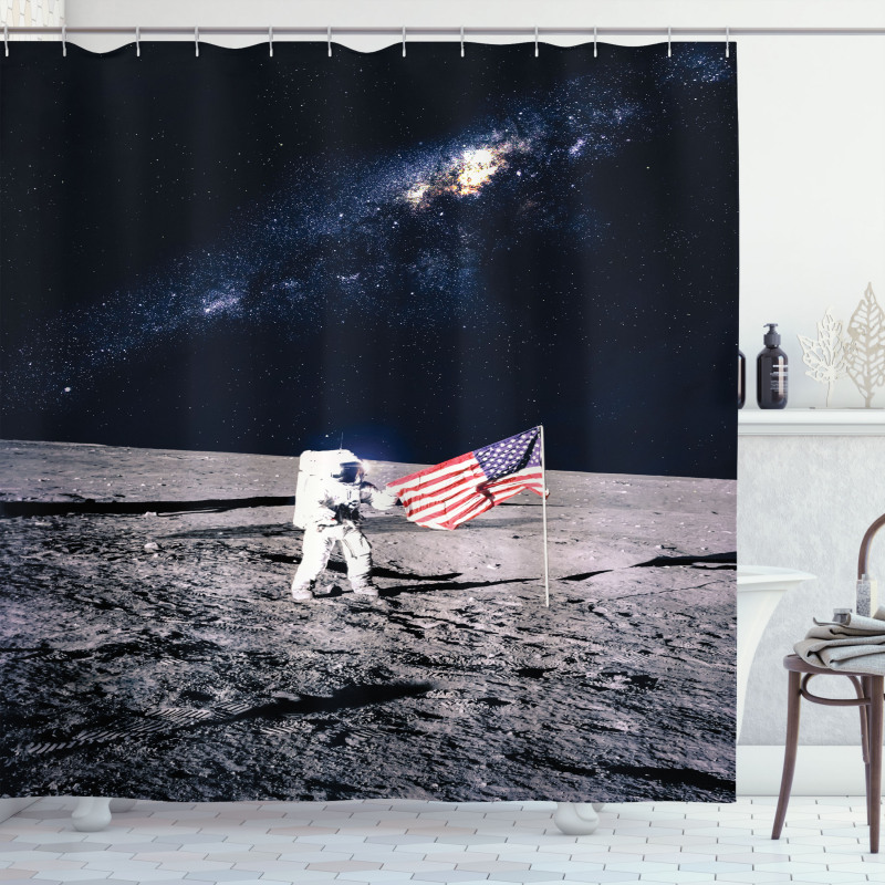 Milky Way American Flag Shower Curtain