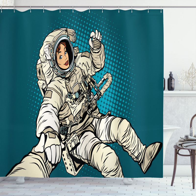 Astronaut Love in Space Shower Curtain