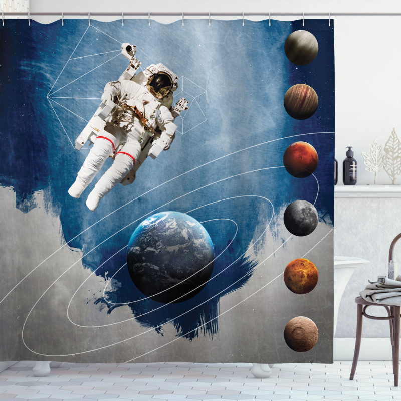 Astronaut Planets Space Shower Curtain