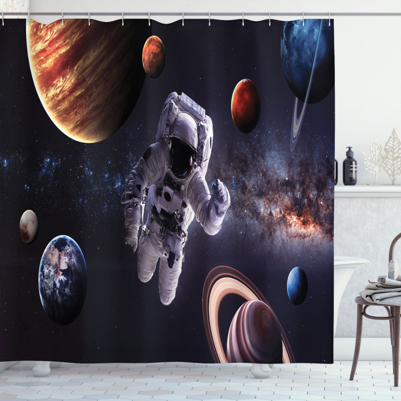 Planets Galaxies Shower Curtain